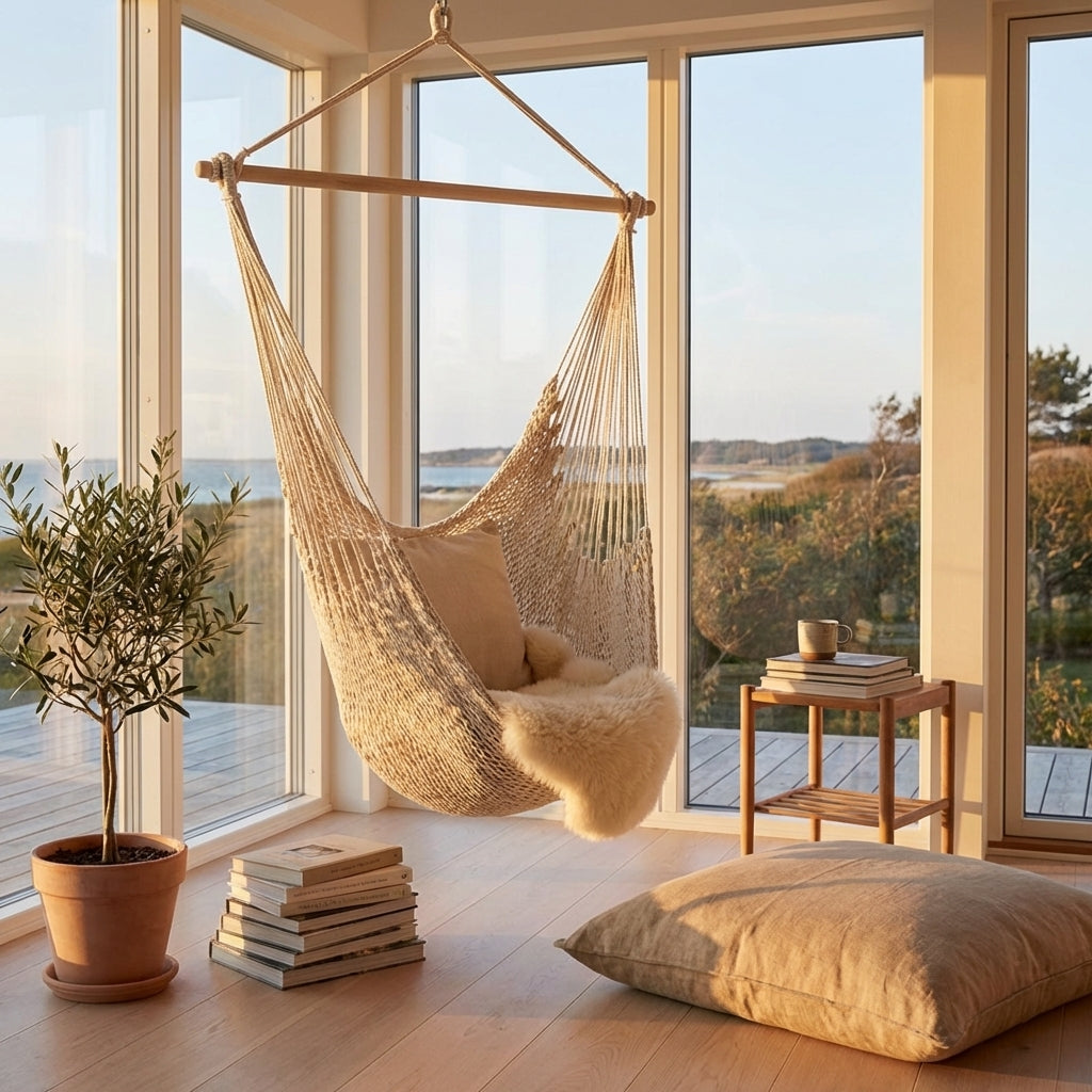 Nordic White Hammock Swing Chair, Hanging Cotton Chair for Bedroom, Dorm, Readin — variant 6