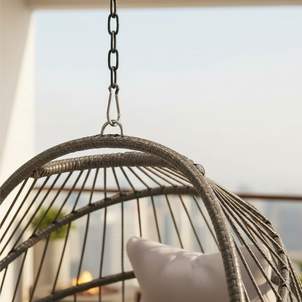 Hanging Wicker Egg Chair, Ceiling-Mount Rattan Swing Chair for Patio, Bedroom, S — variant 10