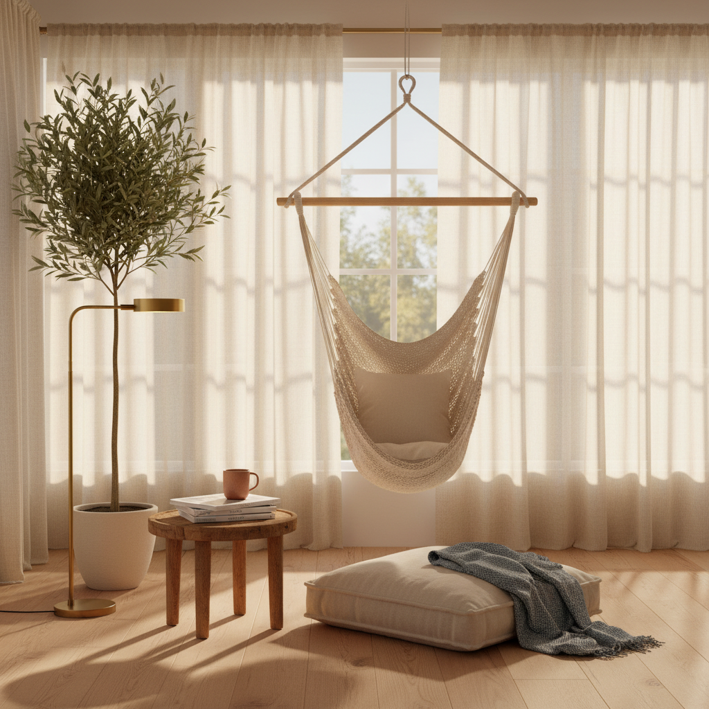 Nordic White Hammock Swing Chair, Hanging Cotton Chair for Bedroom, Dorm, Readin — variant 18